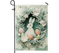Bandiera Pirata Easter Spring Green Bunny and Eggs Flower Durevole Bandiere Resistente alle Intemperie Bandierine della Decorazione per Giardino Esterno 30x45cm
