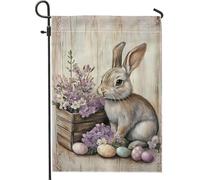 Bandiera Pirata Easter Spring Rabbit Cute Bunny with Flowers Doppia Cucitura Bandiere da giardino Poliestere Bandierine per Conferenza Esterno 30x45cm