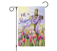 Bandiera Pirata Easter Sun Cross Tulip Yard He Is Risen For Religion Spring 30X45Cm Bandiera Moda Non Sbiadisce Facilmente Banner Per Parete Sport Camera Da Letto