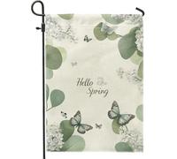 Bandiera Pirata Hello Spring Green Butterfly Flower Decorative Bandiere Resistente allo Scolorimento Flag per Balcone Bar 30x45cm