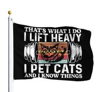 Bandiera Pirata I Lift Heavy I Pet Cat And I Know Things Bandiere Da Giardino Stampa,Decorative Bandierine Per Ristoranti Balcone Celebrazione 90X150Cm