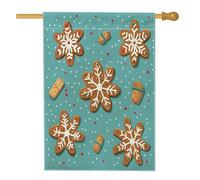 Bandiera Pirata Merry Christmas Bread Man Candy Xmas Snowflakes Bandiere Da Giardino Con Occhielli Doppia Cucitura Bandierine Per Esterno Ristoranti All'Aperto 70X102Cm