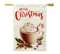 Bandiera Pirata Merry Christmas Candy Coffee Fun Drinks Xmas Bandiere Da Giardino Con Occhielli Doppia Cucitura Flag Per Conferenza Interno Balcone 70X102Cm