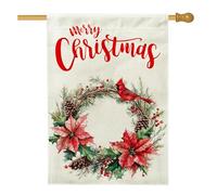 Bandiera Pirata Merry Christmas Poinsettia Weird Xmas Cardinal Bandiere Con Occhielli Classica Flag Per Interno Parata All'Aperto 70X102Cm