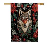 Bandiera Pirata Merry Christmas Wolf Knitting Animal Xmas Bandiere Durevole Decorative Flag Per Celebrazione Ristoranti All'Aperto 70X102Cm