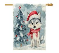 Bandiera Pirata Merry Christmas Wolf Winter Fun Animal Xmas Bandiere Da Giardino Resistente Decorative Striscioni Di Bunting Per All'Aperto Bar Conferenza 70X102Cm