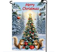 Bandiera Pirata Merry Christmasd Squirrel Winter Xmas Bandiere Da Balcone Resistente Alle Intemperie Decorative Striscioni Di Bunting Per Esterno Bar Giardino 70X102Cm