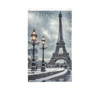 Bandiera Pirata Poliestere, Eiffel Tower Winter Rainy Classica Bandiere Da Balcone Per Parata Balcone Bandierine Della Decorazione 90X150Cm