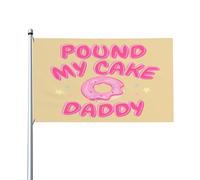 Bandiera Pirata Poliestere, Pound My Cake Daddy Hat Birthday Con Occhielli Bandiere Da Giardino Per Celebrazione Balcone Bandierine Della Decorazione 90X150Cm