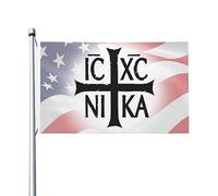 Bandiera Pirata Resistente Alle Intemperie Bandierine Ic Xc Nika Cross Christogram Orthodox Eastern Christianity Durevole Bandiere Per Conferenza Interno All'Aperto 90X150Cm