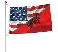 Bandiera Pirata Resistente Alle Intemperie, Half American Half Albania Poliestere Bandiere Da Giardino Per Balcone All'Aperto Flag 90X150Cm