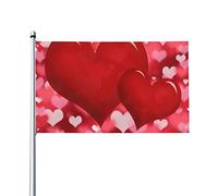 Bandiera Pirata Resistente Alle Intemperie, Love'S Day Love Flower Red Hearts Poliestere Bandiere Per Conferenza Balcone Striscioni Di Bunting 90X150Cm