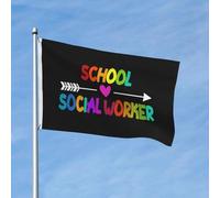 Bandiera Pirata Resistente Allo Scolorimento Bandiere Da Balcone Back To School Social Worker Doppia Cucitura Bandierine Della Decorazione Per Giardino Esterno Decorazione 90X150Cm