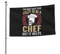 Bandiera Pirata Resistente Allo Scolorimento Bandiere Da Balcone Chef You Don'T Have To Be Crazy To Be A Chef But It Helps Decorative Flag Per Esterno Interno Conferenza 90X150Cm