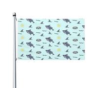 Bandiera Pirata Resistente Allo Scolorimento, Interesting Shark Colori Vivaci Bandiere Da Balcone Per Parata Decorazione Striscioni Di Bunting 90X150Cm