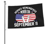 Bandiera Pirata Resistente Bandiere Da Giardino 4Th Of July Lettering Heroes Remembered Never Die September 11 Resistente Allo Scolorimento Flag Per Ristoranti Conferenza Balcone 90X150Cm
