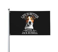 Bandiera Pirata Resistente Striscioni Di Bunting Life Is Better With A Jack Russell Terrier Con Occhielli Bandiere Da Giardino Per Celebrazione Ristoranti Parata 90X150Cm
