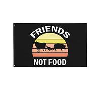 Bandiera Pirata Rinforzo, Funny Animals Are Friends Not Food Vegan Motivational Fitness Classica Bandiere Per All'Aperto Decorazione Bandierine 90X150Cm