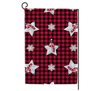 Bandiera Pirata Snowman and Snowflakes on Checker Resistente alle Intemperie Bandiere Colori Vivaci Striscioni di Bunting per Celebrazione All'aperto 30x45cm