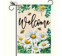 Bandiera Pirata Spring Design With Daisies And Bees Backdrop Bandiere Da Giardino Con Occhielli Colori Vivaci Flag Per Interno Parata All'Aperto 70X102Cm