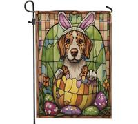 Bandiera Pirata Spring Easter Catahoulas Leopard Dog Stained Glass Eggs Bandiere Doppia Cucitura Rinforzo Flag Per Interno Conferenza All'Aperto 70X102Cm
