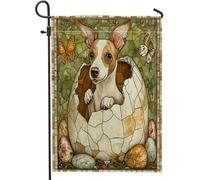 Bandiera Pirata Spring Easter Whippet Dog Stained Glass Eggs Bandiere Decorative Doppia Cucitura Bandierine Della Decorazione Per Esterno Conferenza Parata 70X102Cm