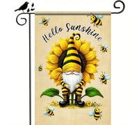 Bandiera Pirata Spring Sunflower Theme Gnome And Bee Design Bright And Display Bandiere Da Giardino Decorative Resistente Alle Intemperie Flag Per Ristoranti Esterno Conferenza 70X102Cm