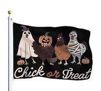 Bandiera Pirata Stampa Bandiere Da Balcone Funny Chick Or Treat Ghost Chicken Farm Halloween Classica Bandierine Della Decorazione Per Parata Conferenza Celebrazione 90X150Cm