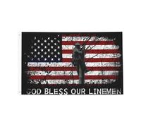 Bandiera Pirata Stampa Bandierine God Bless Our Linemen American Lineman Resistente Bandiere Da Balcone Per Giardino Bar Esterno 90X150Cm