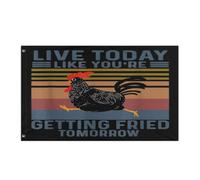 Bandiera Pirata Stampa Striscioni Di Bunting Live Today Like You'Re Getting Fried Tomorrow Funny Chicken Resistente Alle Intemperie Bandiere Per Decorazione Celebrazione Ristoranti 90X150Cm