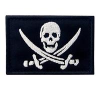 Bandiera Pirata Tattico Emblema Militare Morale con Fissaggio Chiusura a uncino e asola Ricamata Toppa, Bianca