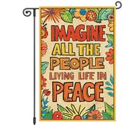 Bandiera Pirata Welcome Inspirational Imagine All The People Living Life In Peace Flower 30X45Cm Bandiera Esterna Resistenti Decorative Bandiere Da Giardino Per Camera Da Letto Casa Prato
