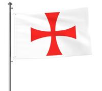 Bandiera Pirati 90X150cm, Cross Knights Templar Resistente allo Scolorimento Bandiere con Occhielli Flag per Esterno Parata Giardino