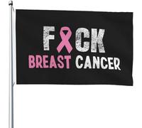 Bandiera Pirati 90X150cm, Fuck Breast Cancer Pink Ribbon Doppia Cucitura Bandiere da giardino Rinforzo Bandierine della Decorazione per Giardino Esterno Bar