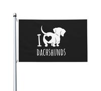 Bandiera Pirati 90X150cm, I Love Dachshunds con Occhielli Bandiere da giardino Resistente alle Intemperie Bandierine della Decorazione per Balcone Bar Parata