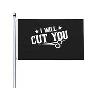 Bandiera Pirati 90X150cm, I Will Cut You Hairstylist Doppia Cucitura Bandiere con Occhielli Flag per Interno Esterno All'aperto
