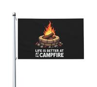 Bandiera Pirati 90X150cm, Life Is Better At The Campfire Poliestere Bandiere con Occhielli Flag per Bar Ristoranti All'aperto