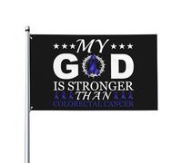 Bandiera Pirati 90X150cm, My God Is Stronger Than Colorectal Cancer Awareness Fighter Decorative Bandiere Resistente alle Intemperie Bandierine della Decorazione per Conferenza Interno Bar