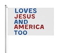 Bandiera Pirati 90X150cm, She Loves Jesus And America Too Colori Vivaci Bandiere da giardino Resistente alle Intemperie Flag per Giardino Interno Conferenza