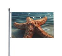 Bandiera Pirati 90X150cm, Starfish on the Beach Rinforzo Bandiere da giardino Colori Vivaci Flag per Bar Conferenza Ristoranti