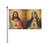 Bandiera Pirati 90X150cm, The Virgin Mary and Jesus Pattern Doppia Cucitura Bandiere da giardino Colori Vivaci Striscioni di Bunting per All'aperto Ristoranti Giardino