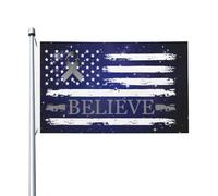 Bandiera Pirati Brain Cancer Believe American Gray Ribbon Bandiera Personalizzata Gran Bandiera Dell'Individualità Per Giardino, Cortile, La Fattoria All'Aperto, 90X150cm