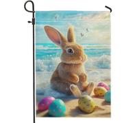 Bandiera Pirati Bunny Colorful Easter Eggs Beach con Occhielli Bandiere Resistente alle Intemperie Striscioni di Bunting per Ristoranti Esterno 30x45cm