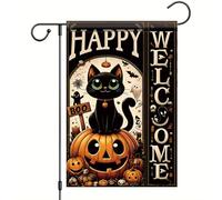 Bandiera Pirati Cat Black Pumpkin Boo Ghost Jack O Lantern Spooky Bandiere Resistente Allo Scolorimento Doppia Cucitura Bandierine Della Decorazione Per Ristoranti All'Aperto 70X102Cm