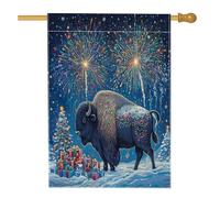 Bandiera Pirati Christmas Bisons Winter Fireworks Animal Xmas Bandiere Da Giardino Decorative Durevole Flag Per Esterno Conferenza Parata 70X102Cm