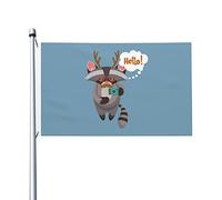 Bandiera Pirati Con Occhielli, Funny Raccoon With A Farmer'S Beard And Glasses Classica Bandiere Da Giardino Per Esterno Celebrazione Flag 90X150Cm