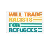 Bandiera Pirati Con Occhielli, Will Trade Racists For Refugees Decorative Bandiere Da Balcone Per Interno Celebrazione Flag 90X150Cm