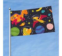 Bandiera Pirati Doppia Cucitura, Dinosaurs In Space Decorative Bandiere Da Giardino Per Interno Parata Striscioni Di Bunting 90X150Cm