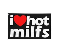 Bandiera Pirati Doppia Cucitura, Funny I Love Milfs I Heart Milfs Colori Vivaci Bandiere Da Giardino Per Conferenza Esterno Bandierine Della Decorazione 90X150Cm