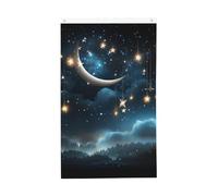 Bandiera Pirati Doppia Cucitura, Nightsky Hanging Moon Stars Con Occhielli Bandiere Da Giardino Per All'Aperto Balcone Striscioni Di Bunting 90X150Cm